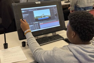 student at a computer